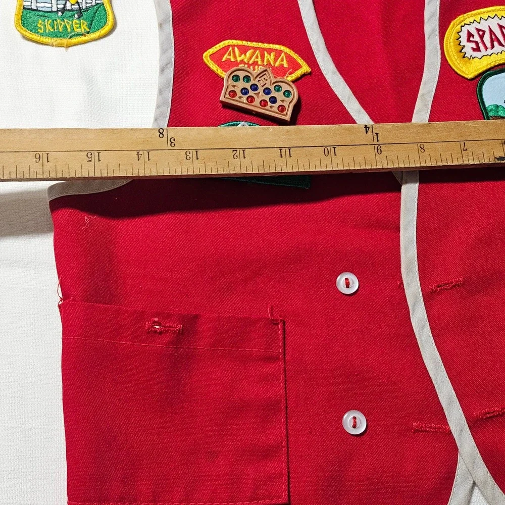 2 Vintage AWANA Uniform Vests Lot Cubbies Sparks‎ Patches Youth Red Blue